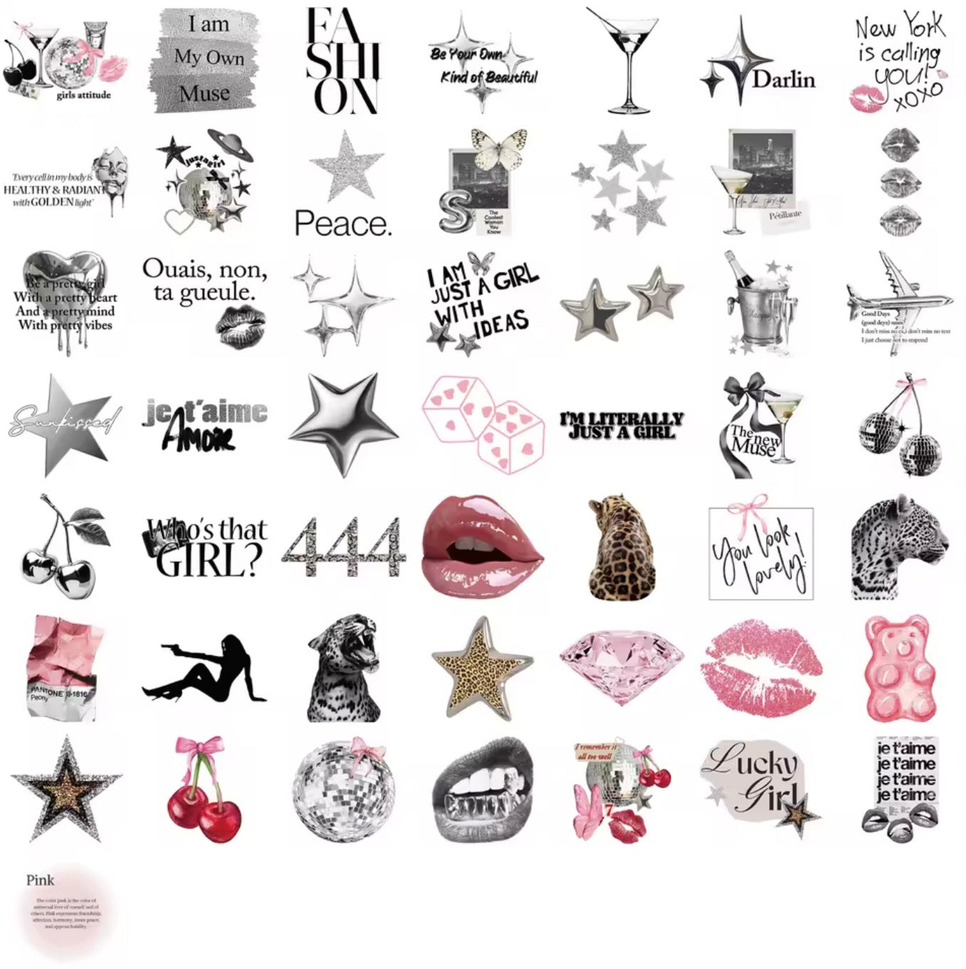 Autocollant rose, argent