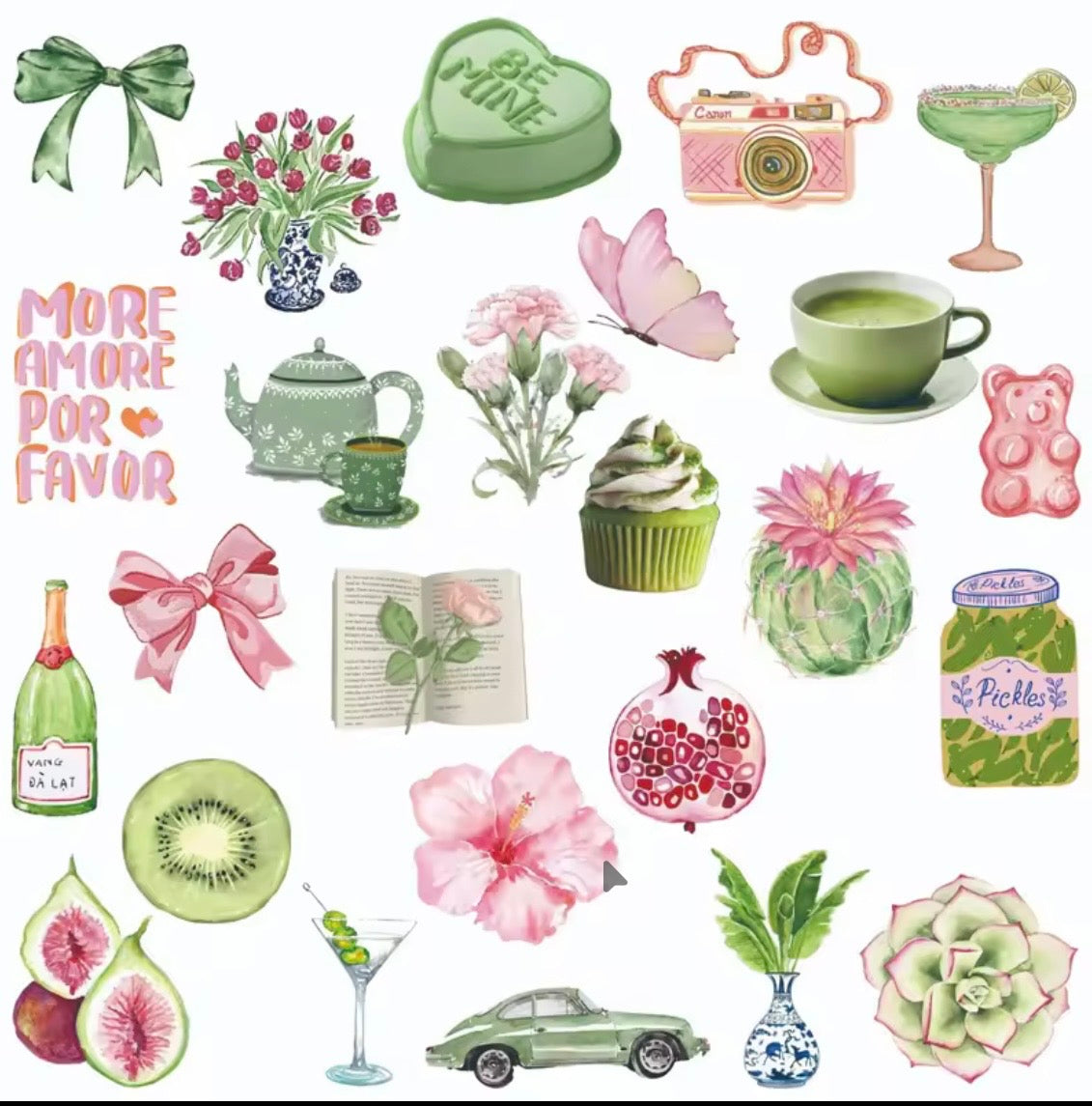Autocollant rose et vert