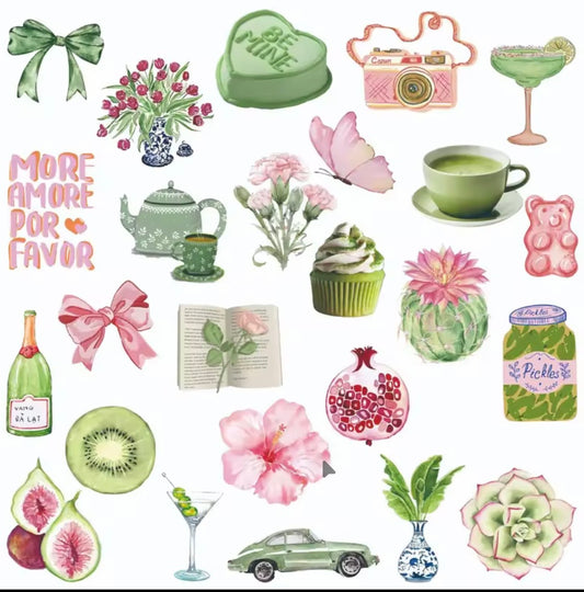 Autocollant rose et vert
